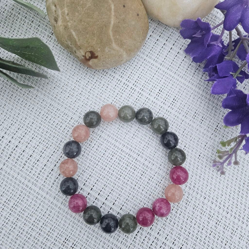Natural Tourmaline Stone Women's Stretch Bracelet 10mm